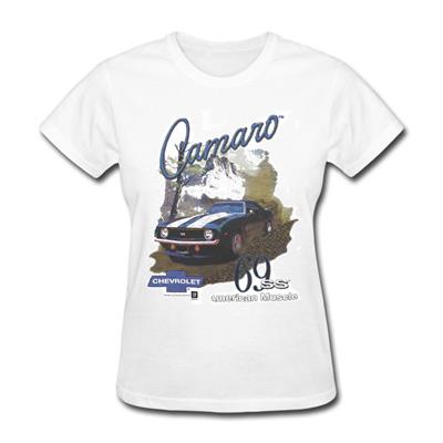 Camaro 69 SS American Muscle T-Shirt White LADIES LARGE - Click Image to Close