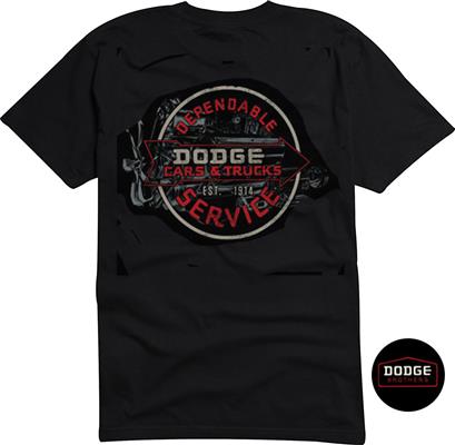 Dodge Brothers Dependable Service Sign T-Shirt Black LARGE - Click Image to Close
