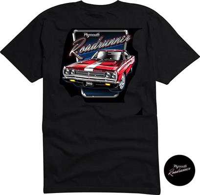 Plymouth Roadrunner T-Shirt Black LARGE - Click Image to Close