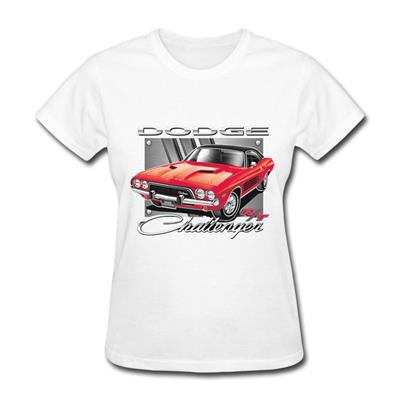 Dodge Challenger R/T T-Shirt White LADIES MEDIUM - Click Image to Close