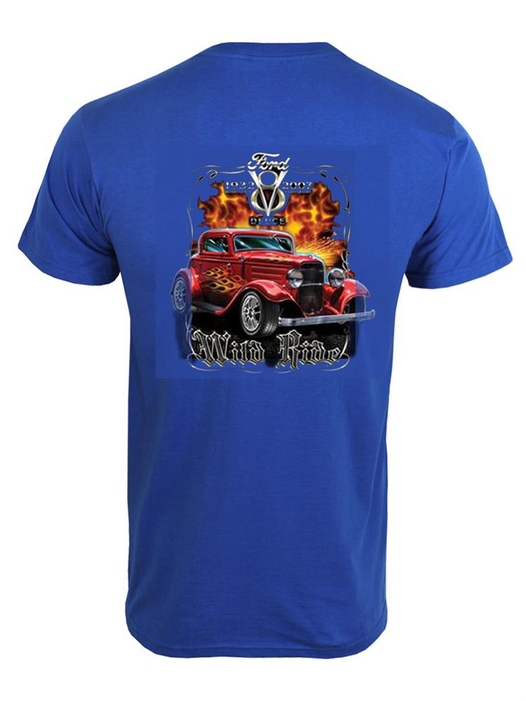 Ford V8 Wild Ride T-Shirt Blue 2X-LARGE - Click Image to Close