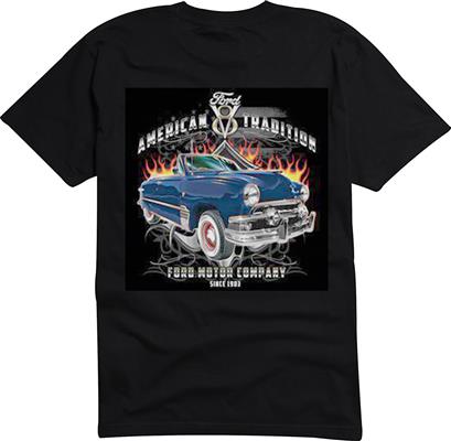 Ford V8 American Tradition T-Shirt Black LARGE - Click Image to Close