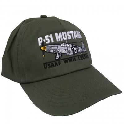 P-51 Mustang USAAF WWII Legend Cap Olive Green - Click Image to Close