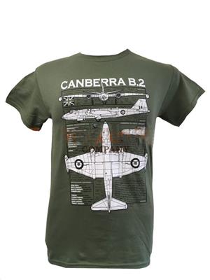 English Electric Canberra Blueprint Design T-Shirt Olive LARGE - Click Image to Close