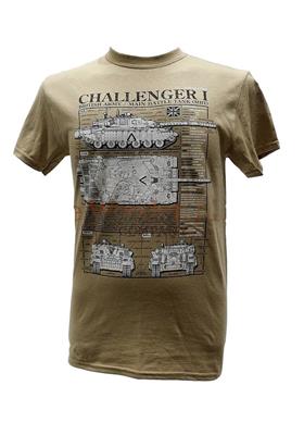 Challenger 1 Main Battle Tank Blueprint Design T-Shirt Sand MEDIUM - Click Image to Close