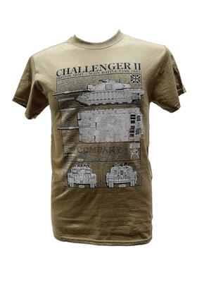 Challenger 2 Main Battle Tank Blueprint Design T-Shirt Sand LARGE - Click Image to Close