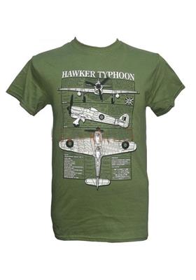 Hawker Typhoon Blueprint Design T-Shirt Olive Green LARGE - Click Image to Close
