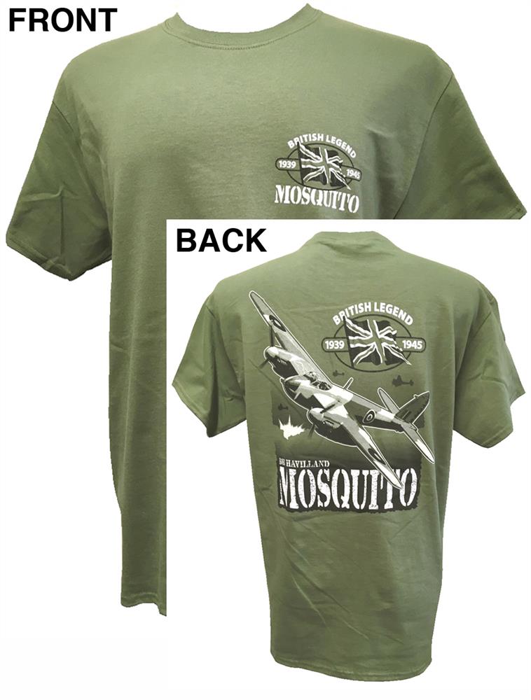De Havilland DH.98 Mosquito British Legend Action T-Shirt Olive Green LARGE - Click Image to Close