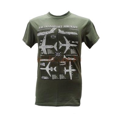 RAF Transport Aircraft Blueprint Design T-Shirt Olive Green 2X-LARGE - Click Image to Close