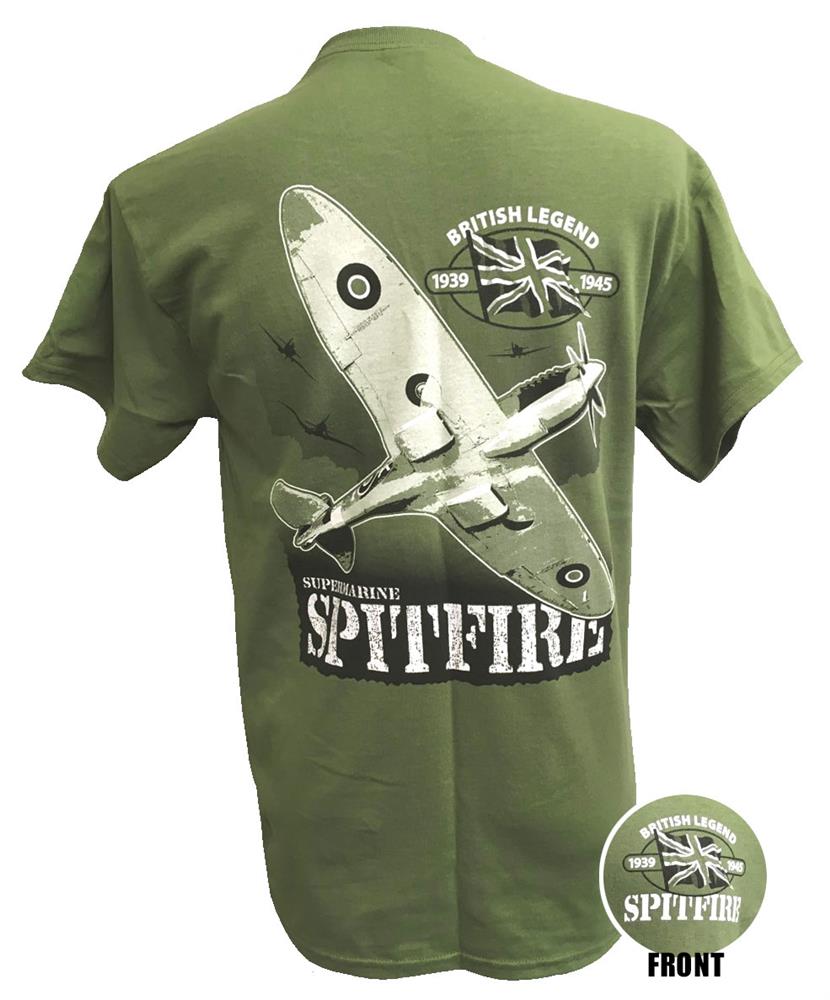 Spitfire British Legend Action T-Shirt Olive Green LARGE - Click Image to Close