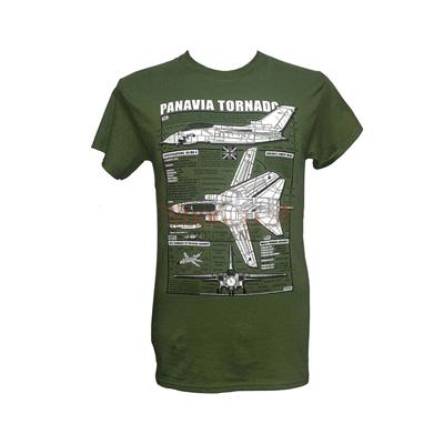Panavia Tornado Blueprint Design T-Shirt Olive Green LARGE - Click Image to Close
