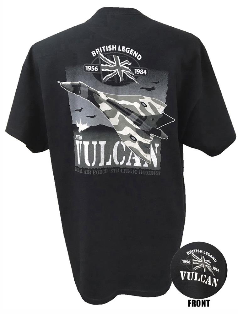 Avro Vulcan British Legend Action T-Shirt Black LARGE - Click Image to Close