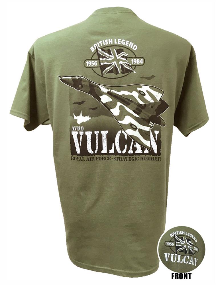 Avro Vulcan British Legend Action T-Shirt Olive Green SMALL - Click Image to Close