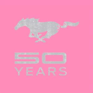 Mustang 50 Years Round-Neck T-Shirt Pink LADIES 2X-LARGE - Click Image to Close