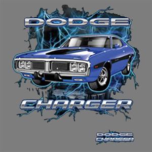 Dodge Charger T-Shirt Grey LARGE - Click Image to Close