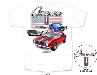 Camaro American Flag T-Shirt White 2X-LARGE