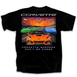 Corvette Madness Can't Be Cured T-Shirt Black LARGE