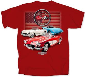 Corvette C1 American T-Shirt Red LARGE DISCONTINUED