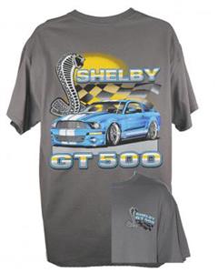 Ford Shelby GT500 Mustang Flags T-Shirt Grey MEDIUM - Click Image to Close