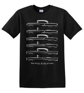 Chevy Tri Five Evolution T-Shirt Black LARGE