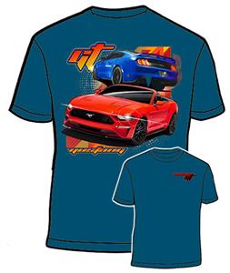 Ford Mustang GT T-Shirt Blue MEDIUM