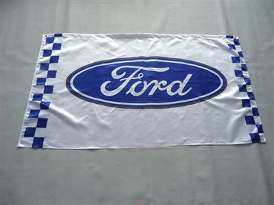Ford Flag Blue Oval On White Background With Blue Checkers 150x90cm