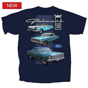 Ford Galaxie 500 3 Stripe T-Shirt Blue 2X-LARGE