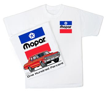 Mopar 64 - One Hundred Percent Mopar T-Shirt White LARGE - Click Image to Close