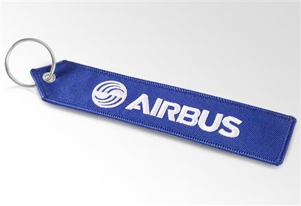 Airbus A320NEO Embroidered Keyring/Luggage Tag White/Yellow On Black