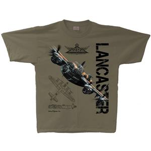 Avro Lancaster Vintage T-Shirt Military Green LARGE