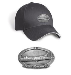 B-17 Flying Fortress Pewter Badge Cap Grey