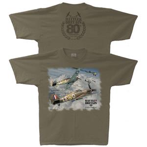 Battle Of Britain Hurricane 80th Anniversary T-Shirt Green LARGE