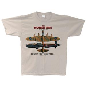 Dambusters Lancaster Operation Chastise T-Shirt Sand 2X-LARGE