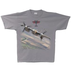 De Havilland Mosquito Flight T-Shirt Silver 2X-LARGE