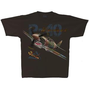 P-40 Warhawk T-Shirt Brown YOUTH MEDIUM 10-12