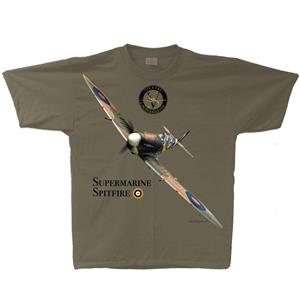 Spitfire Mk IX Flight T-Shirt Military Green LARGE