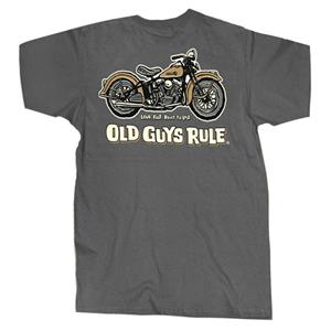 Old Guys Rule - Panhead Loud Fast Built To Last T-Shirt Grey MEDIUM