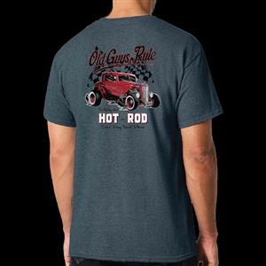 Old Guys Rule - Red Hot Rod T-Shirt Grey X-LARGE