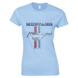 Mustang Pony Badge T-Shirt Light Blue LADIES MEDIUM