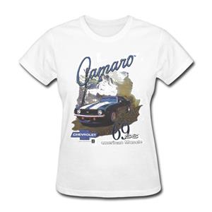 Camaro 69 SS American Muscle T-Shirt White LADIES LARGE
