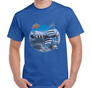 Supermarine Spitfire Clouds T-Shirt Royal Blue SMALL
