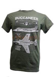 Blackburn Buccaneer Blueprint Design T-Shirt Olive Green LARGE