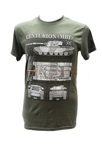 Centurion Main Battle Tank Blueprint Design T-Shirt Olive Green 2X-LARGE