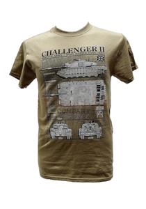 Challenger 2 Main Battle Tank Blueprint Design T-Shirt Sand LARGE
