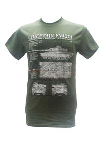 Chieftain FV4201 Main Battle Tank Blueprint Design T-Shirt Olive Green MEDIUM