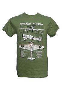 Hawker Typhoon Blueprint Design T-Shirt Olive Green 3X-LARGE