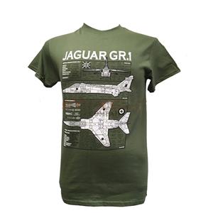 Jaguar GR1 Blueprint Design T-Shirt Olive Green LARGE