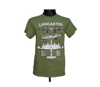 Lancaster Blueprint Design T-Shirt Olive Green LARGE