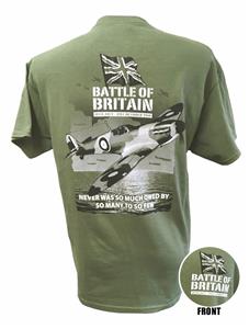 Spitfire Battle Of Britain Action T-Shirt Olive Green LARGE