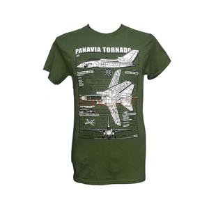 Panavia Tornado Blueprint Design T-Shirt Olive Green LARGE